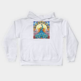 Stained Glass Peacock #3 Kids Hoodie